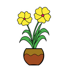 Yellow flower in a pot vector illustration