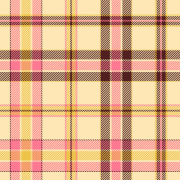 Classic plaid seamless pattern with light yellow and pink