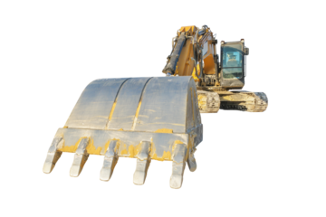 Yellow excavator machines isolated object