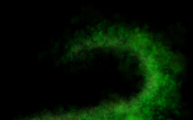 Green mist swirling smoke texture with transparent background creating mysterious vapor effect and soft motion flow