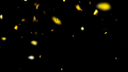 Golden confetti falling against a black background, perfect for celebrations and events