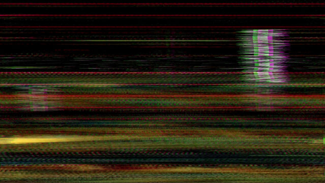 Abstract digital glitch effect with colorful lines. This image gives an impression of signal disruption or technological error
