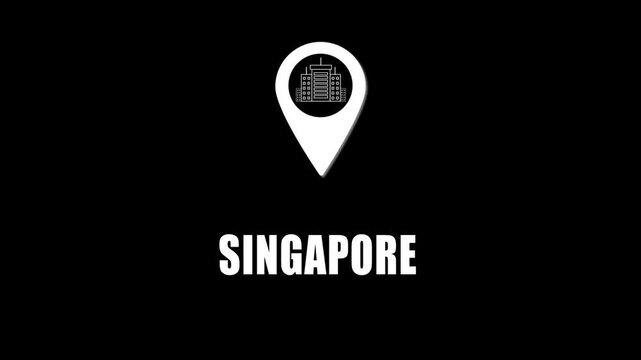  Location pin icon with city skyline and Saudi Arabia, cartography, signs, map, location, icon, symbol, city, travel, earth, country, design, bordetext on black background. GPS location tracking icon.