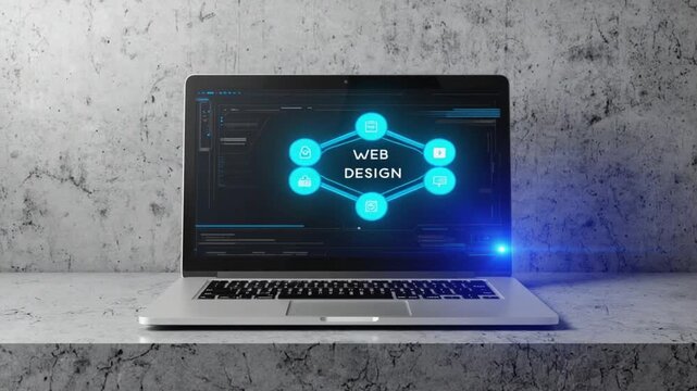 Web design on a laptop.