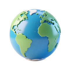 Obraz premium Global Blue Green Planet Earth Model Sphere 3D Render Icon Illustration Cute Cartoon Style
