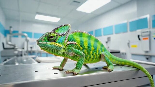 Chameleon at a vet.
