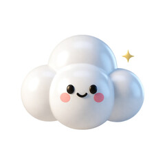 A Floating White Cloud 3D Render Icon Illustration Cute Cartoon Style Weather Element Mascot Design