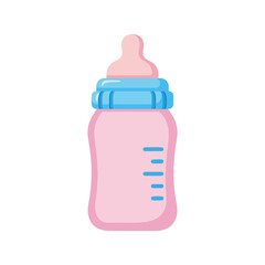 Fototapeta premium Cute Pink Baby Bottle with Blue Details Illustration