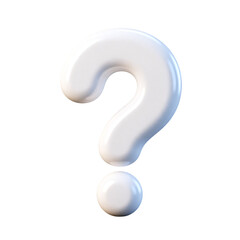 Glossy White Question Mark Symbol 3D Render Icon Illustration Cute Cartoon Style isolated Graphic