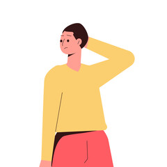 Fototapeta premium Thoughtful Man Thinking Try to Solve Problem Vector Illustration