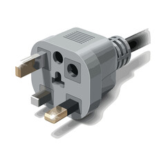 Naklejka premium Isometric UK Plug Gray and Tan Power Connector