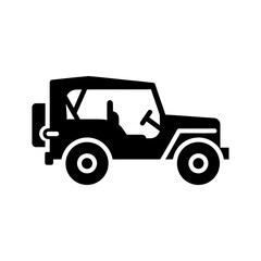 Black Silhouette Off-Road Utility Vehicle Icon on White Background
