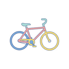 Obraz premium Pastel Bicycle Illustration with Outlined Details and White Background