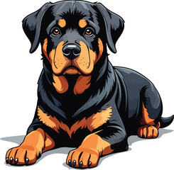 Obraz premium Cute cartoon a illustrator vector rottweiler