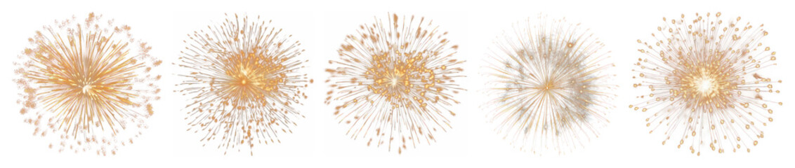 Naklejka premium PNG Golden fireworks display celebration, element set on transparent background