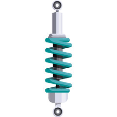 Teal Coil Spring Shock Absorber with Silver Metal Components Isolated on Transparent Background for Automotive Repair and Performance