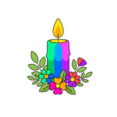 Colorful candle with flowers representing Suicide Loss Day  