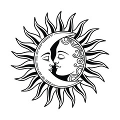 Vintage Tattoo Inspired Moon and Sun Sticker Unique Design