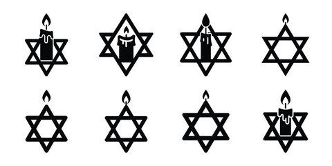 magen david candle Asarah B'Tevet holiday art vector illustration