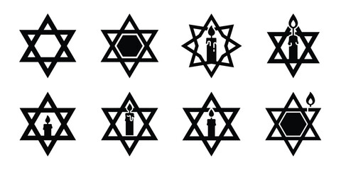 jewish star with Asarah B'Tevet holiday art vector illustration