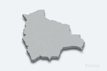 Bolivia 3d map with borders regions