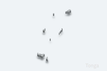 Tonga 3d map with borders regions