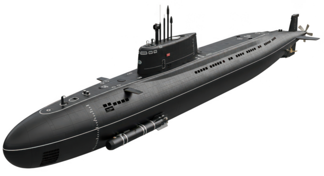 A submarine on transparent background