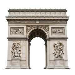 A detailed view of arc de triomphe on transparent background