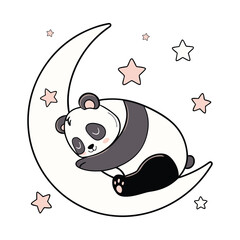 Adorable Sleeping Panda Sticker Curled Up on Cozy Crib