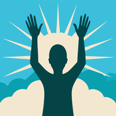 Open Hands In Prayer Silhouette Vector