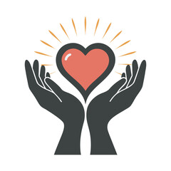 Prayer Hands Holding Heart Silhouette Vector