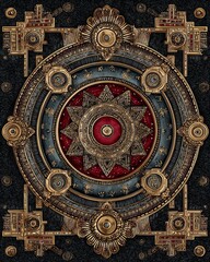 Fototapeta premium A mesmerizing geometric mandala featuring intricate patterns and radial symmetry, perfect for artistic and design projects.
