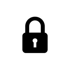 Naklejka premium A simple black padlock with a keyhole centered on a white background in a minimalist design style