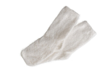 Soft white fuzzy winter socks for comfort and warmth