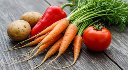 Fresh Vegetables on Wooden Table.