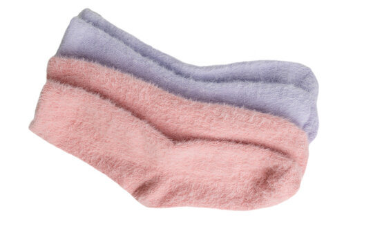 Soft pink and purple fuzzy socks for cozy comfort