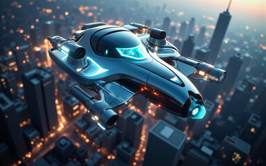 Fototapeta premium Futuristic flying car of the future