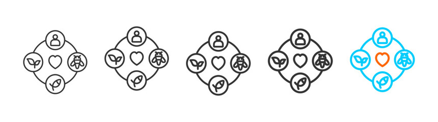 biodiversity icon set multiple style collection	