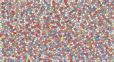 Chromatic Mosaic: A vibrant mosaic composed of countless irregular, yet harmoniously arranged, glass tiles. This artwork exudes a sense of texture, color and visual complexity.