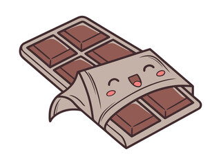 Cartoon Chocolate Bar Sticker with Partially Unwrapped Sweet Design