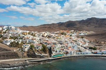 Aerial view of La Playita village on the coast of Fuerteventura, Canary Islands, Spain