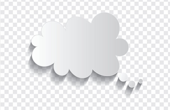 White Paper Cut Thought Bubble with Drop Shadow