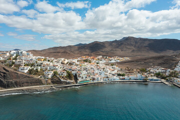 Aerial view of La Playita village on the coast of Fuerteventura, Canary Islands, Spain
