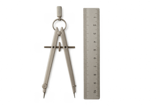 Drawing compass and ruler for geometry and drafting
