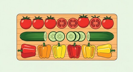 Chopped Veggies on Wooden Board. (2)
