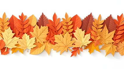 Layered Autumn Leaves Border Paper Cutout 3D