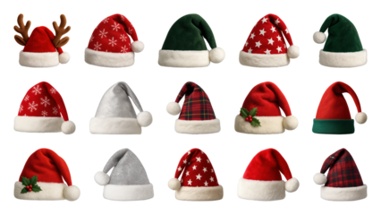 PNG Festive Christmas hats collection, element set on transparent background