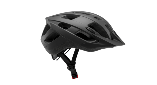 Modern Black Bicycle Helmet with Illuminated Red Safety Light