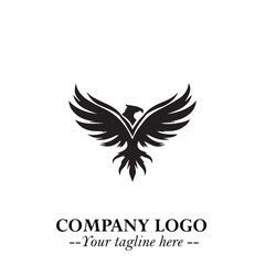 Fototapeta premium Powerful Head of Eagle Logo Symbol in Black on White Background with Bold and Elegant Design