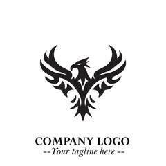 Obraz premium Powerful Head of Eagle Logo Symbol in Black on White Background with Bold and Elegant Design